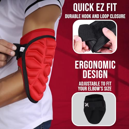 Exxact Sports Defender Baseball Elbow Guard - color: Red, size: Adult (Small - Medium)