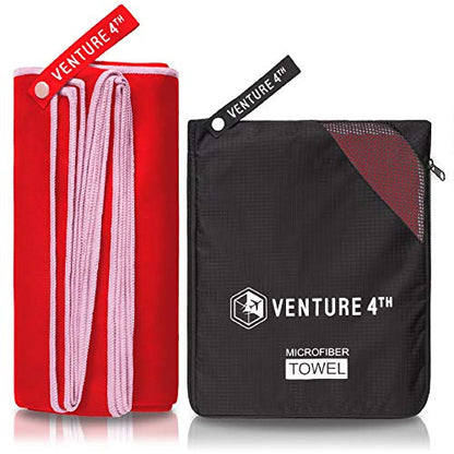 VENTURE 4TH Quick Dry Travel Towel, Ultra Soft Microfiber - 3 Sizes - color: Red White, size: 40.00" x 21.00"
