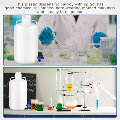1 Pcs 5.3 Gallon Plastic Liquid Dispenser Carboy with Spigot Leak-Proof, Durable HDPE, 20l Reusable Liquid Storage Solution for Lab, Pharmaceutical, Chemical Resistant, and Industrial Use