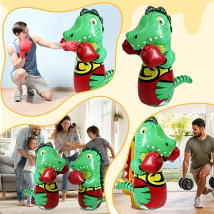 Inflatable Dinosaur Punching Bag, 47" Blow up Boxing Dinosaur
