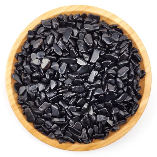 2 Lbs/920g Black Obsidian Quartz Crystal Stones Irregular Decorative Rocks Aquarium Pebbles Gravels for Fish Turtle Tank/Succulent Plants/Air Plants Decoration (Fill 2 Cups)