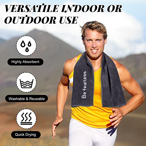 Newwiee Microfiber Gym Towels for Exercise Fitness Bulk 32 x 16 Inch Soft Quick-Drying Sweat Absorbent Yoga Towel for Women Men Be Fearless Sport Towel for Cycling, Swimming, Workout, Camping(36 Pcs)
