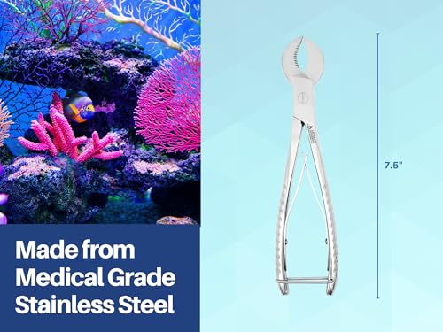 Coral Cutters 7.5" Crescent Style Heavy Duty Medical Grade Stainless Steel Fragging Tool for Reef & Marine Aquariums, Precision Coral Trimmer for SPS & LPS Corals