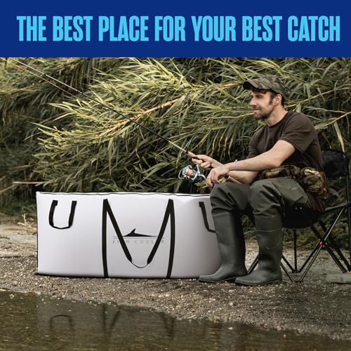 Houseables Fish Bag, Fish Kill Bag, Fishing Cooler, Insulated Carrier for Fishing, Cooling Gear, Big, Waterproof For Kayak, Transport, Weigh In, Catch, Ice, Tuna, Salmon, Bass, Trout, 41x16.5”, 72x30” - size: 72 x 30 Inch