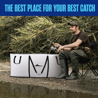 Houseables Fish Bag, Fish Kill Bag, Fishing Cooler, Insulated Carrier for Fishing, Cooling Gear, Big, Waterproof For Kayak, Transport, Weigh In, Catch, Ice, Tuna, Salmon, Bass, Trout, 41x16.5”, 72x30” - size: 72 x 30 Inch