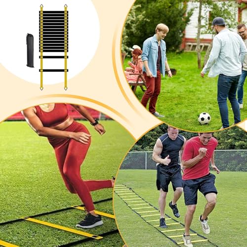 Training Ladder for Footwork Universal Portable Fitness Equipment | Soccer Practice Ladder for Athletes Track and Field Hockey Tennis Badminton - size: 8 meters
