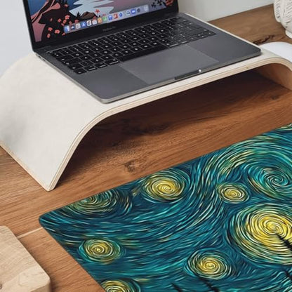 XXL Gaming Mouse Pad 35.4 x 15.7 Inch, Large Desk Mousepad with Starry Sky Design, Water-Resistant, Stitched Edges, Non-Slip Rubber Base Desk Mat - color: Starry Sky