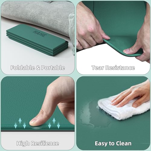 HAHE 7-Fold Design Extra Thick Yoga Mat 72"L x 24"W x 0.47", TPE - color: Dark Green & Black