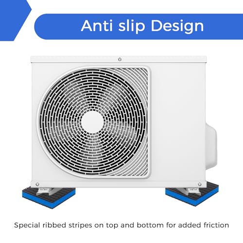 4Pcs Anti Vibration Pads 4'' X 4'' X 7/8" Sound Isolation Ribbed Rubber Mats with EVA Center, Heavy Duty Blue EVA Pad for Air Conditioner,Compressors,HVAC,Treadmills etc