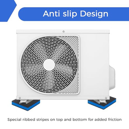 4Pcs Anti Vibration Pads 4'' X 4'' X 7/8" Sound Isolation Ribbed Rubber Mats with EVA Center, Heavy Duty Blue EVA Pad for Air Conditioner,Compressors,HVAC,Treadmills etc