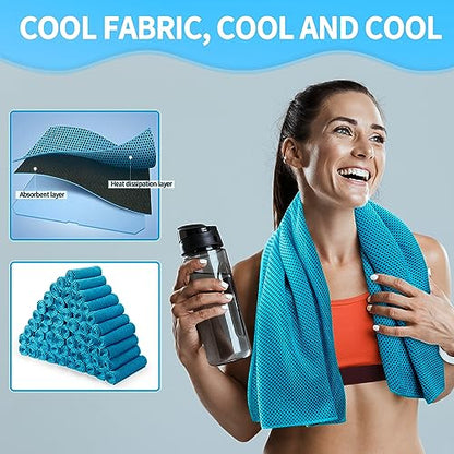 Honoson Cooling Towel Bulk - color: Blue, size: 32"x12"