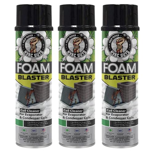 Leak Saver Foam Blaster AC Coil Cleaner Foam Spray | HVAC Coil Cleaner for AC Unit | Professional Deep-Penetrating Formula for Evaporator (No Rinse) & Condenser (Light Rinse) - 3 Pack - size: 18 Fl Oz (Pack of 3)