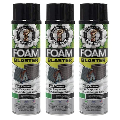 Leak Saver Foam Blaster AC Coil Cleaner Foam Spray | HVAC Coil Cleaner for AC Unit | Professional Deep-Penetrating Formula for Evaporator (No Rinse) & Condenser (Light Rinse) - 3 Pack - size: 18 Fl Oz (Pack of 3)