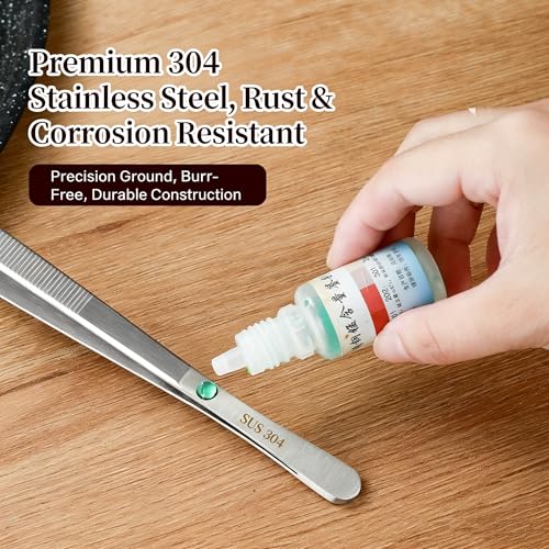 8In SUS304 Bent Tweezers Tongs, Stainless Steel Cooking Tweezers Dishwasher Safe for Grilling, Baking (8In SUS304 Bent Tweezers) - color: 8in Sus304 Bent Tweezers