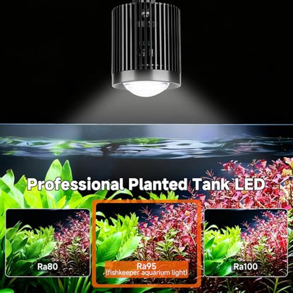 fishkeeper Clip On Aquarium Light, 24/7 Fish Tank Light with Timer, DIY 3 Colors & 10 Brightness Full Spectrum Aquarium LED Lights with Adjustable Metal Clamp for Freshwater Plants Fish Tanks (100W)