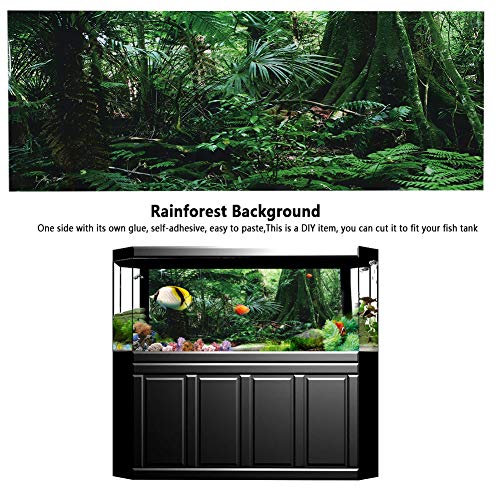 TOPINCN 3D Effect Rainforest Poster Self-Adhesive PVC Aquarium Fish Backdrop Mural Decorative Reptile Terrarium Wallpaper Living Room Sofa TV Background Photo Wallpaper(61 * 41cm)