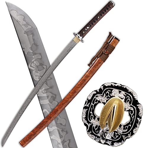 Shinken L6 Steel Katana Clay Tempered Real Samurai Sword - color: Hitatsura Hamon-Brown