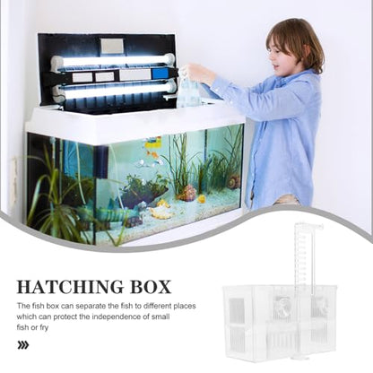 BESPORTBLE Fish Breeding Hatchery Box with Hooks, Aquarium Isolation Nursery Tank, Dual-Chamber Incubator for Tropical Fish Fry and Guppy Breeding in Home Aquariums