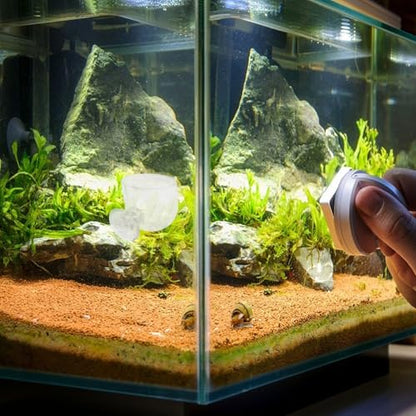2pcs Aquarium Fish Food Feeder Cups with Suction Large and Small Acrylic Fish Feeding Containers for Chilled Bloodworm and Brine Shrimp for Aquarium Feeding