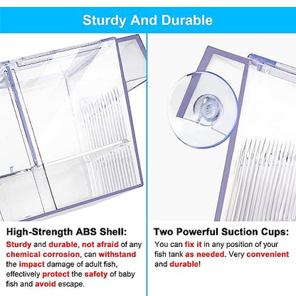 Fish Breeding Box Aquarium Holding Tank Transparent Fish Isolation Box Acclimation Hatchery Incubator Breeder for Betta Shrimp Clownfish Guppy