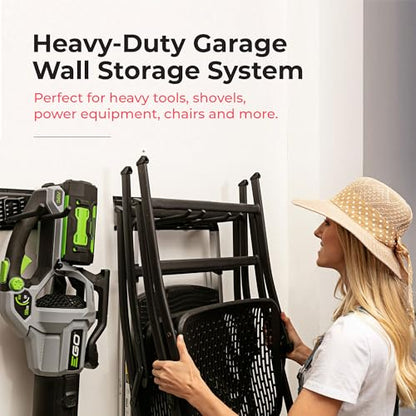 TIDYME Garage Tool Organizer Wall Mount 64", 2 Shelves & 4 Double Hooks - size: 64"