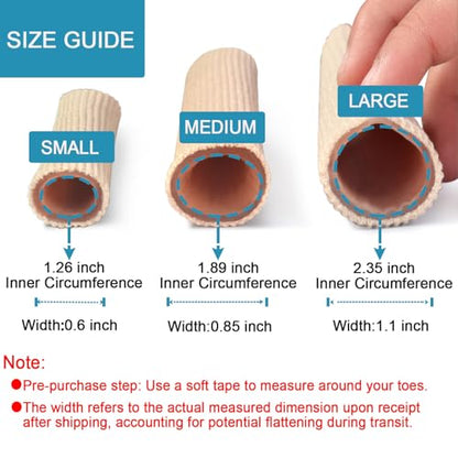 5 Pack Cut Toe Tube Sleeves Made of Elastic Fabric Lined Silicone Toe Sleeve Protector - size: 5.9Inch (Pack of 5)