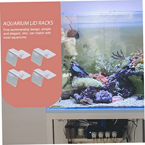 4Pcs Stainless Steel Aquarium Lid Support Clips Sturdy Fish Tank Cover Brackets for Easy Maintenance and Cleaning Compatible with Thick Glass Tanks