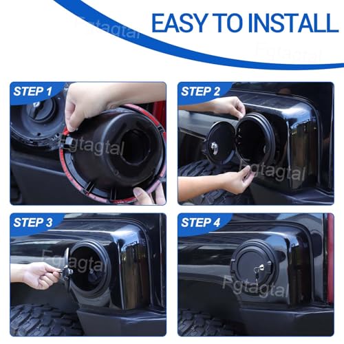 Fuel Door Locking Gas Tank Cap Cover Compatible with Hummer H3 2005-2009 Aluminum Gas Cap Fuel Filler Door Cover Gas Tank Doors Trim Accessories, Style B (Black)