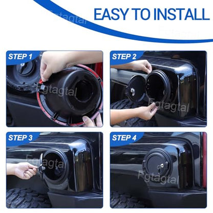 Fuel Door Locking Gas Tank Cap Cover Compatible with Hummer H3 2005-2009 Aluminum Gas Cap Fuel Filler Door Cover Gas Tank Doors Trim Accessories, Style B (Black)