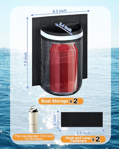 Boat Storage Accessories, 2PCS Closable PVC Reflective Self-Adhesive Universal Boat Caddy Organizer Mesh Bag for Gloves, Tools, Tackle, Gear
