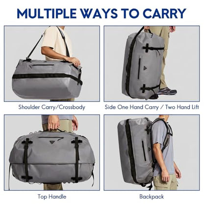 Haimont IPX7 Waterproof Roll-Top Dry Duffel Backpack Bag - color: Light Gray, size: 90L
