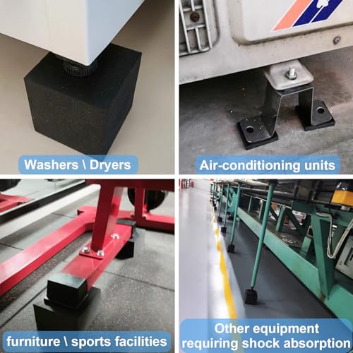 Rubber Blocks Anti-Vibration Hard Pads 2"/ 50mm Square Non-Slip Vibration Damping Mats for HVAC Air Compressor AC Units - 4 PCS 2" x 2" x 0.8" (20mm TH) - size: 0.8"/ 20mm Thickness