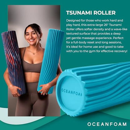 Oceanfoam Tsunami Roller - XLarge Soft Density Foam Roller (Miami Blue) - color: Miami Blue