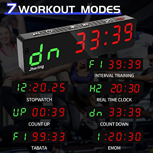 Gym Timer, Portable, Interval Timer with Rechargeable Battery and Built-in Magnet, LED Digital Anti Vertigo Display, Upgraded Workout Clock for Home Gym Garage Fitness - color: 1" Carbon Fiber