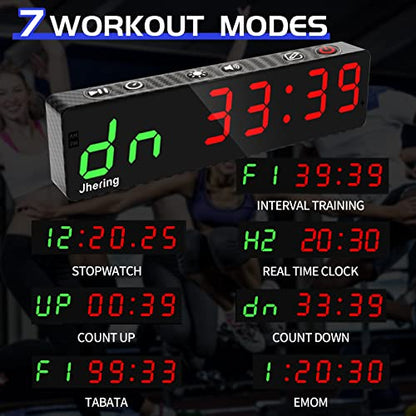 Gym Timer, Portable, Interval Timer with Rechargeable Battery and Built-in Magnet, LED Digital Anti Vertigo Display, Upgraded Workout Clock for Home Gym Garage Fitness - color: 1" Carbon Fiber