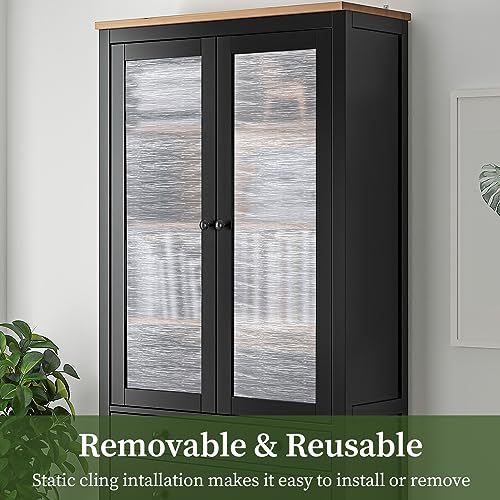 Clear Water Privacy Film, Non-Adhesive Cling, Decorative Sticker, Covering Translucent Glass Film for Window Door Anti-UV 17.3x118 Inches