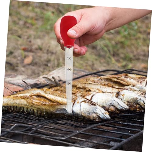 Silicone Turkey Baster with Integrated Cleaning Brush Transfer Pipette for Basting Marinating Turkey Beef Chicken and Fish Cooking Tool for Home Baking and Grilling