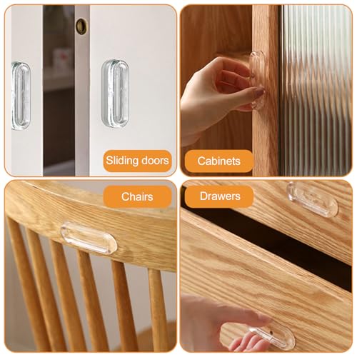 MOROBOR Clear PU Self-Adhesive Pulls, 4 Pcs Recessed Finger Pulls Oval Sliding Door Handles Clear Instant Handle for Glass Doors Window Drawer Cabinet - size: 3IN