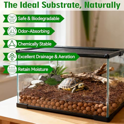 2QT Leca Clay Pebbles for Reptile Substrate - Organic Expanded Clay Balls for Bioactive Terrarium Drainage Layer & False Bottom, Lightweight Hydro Balls for Leopard Gecko, Tortoise, Frog