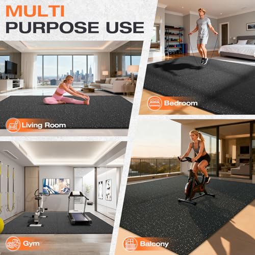 0.56'' Thick 12 Pcs 48 Sq Ft Non-Slip Rubber Top Exercise Equipment Mats, High Density EVA Foam Mats with Rubber Top, Interlocking Puzzle Gym Flooring for Home Gym, Workout Floor Mats, Black - size: 24"L x 24"W x 0.6"Th