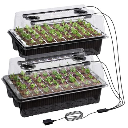 80-Cell Self-Watering Seed Starter Tray with Grow Light, Seed Starter Kit with 4.07” Humidity Dome, Indoor Seedling Starter Tray, Seed Starting Trays for Plant Germination, Seeds Growing