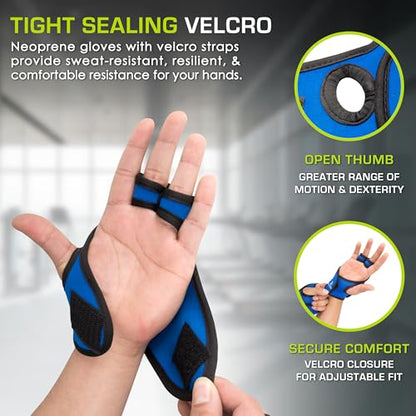ProsourceFit Weighted Gloves Set, 2 lb Pair / 1 lb Each, Neoprene Hand Weights for Walking, Cardio, Aerobics, Boxing, Toning, and Sculpting - color: Blue