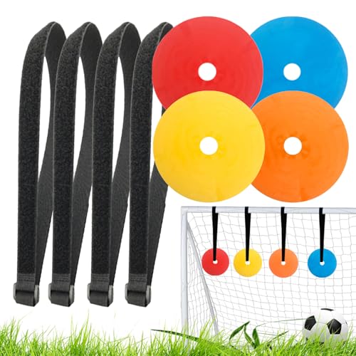 Soccer Targets for Goal, Training Equipment for Football Hockey Lacrosse - Goal Target Discs & Adjustable Straps, Football Shooting Aiming Agility Practice Game - size: #1 (4 pack x 5.9")
