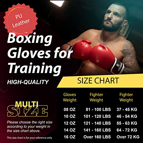Kruzak Boxing Gloves for Men & Women, Sparring & Kickboxing Gloves, Muay Thai & MMA Gloves, 8-16 oz - color: Red, size: 14 oz