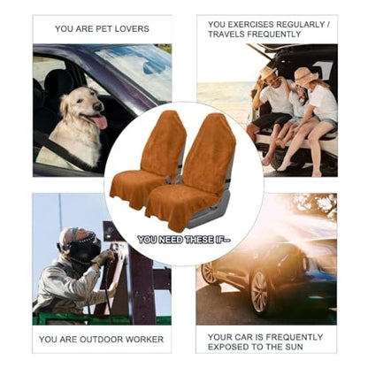 Car Seat Towel Cover, Universal Front Seat Protector for Cars, SUVs and Trucks, Sweat Towel Car Seat Cover for Gym, Yoga, Swimming, Pets and Family Travel, Golden Sunset, 2 Pack - color: Golden Sunset