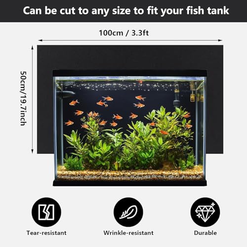 COYOUCO Black Matte Fish Tank Background Static – Static Cling, Opaque PVC Aquarium Sticker, Trim-to-Fit for Freshwater & Saltwater Tanks, Terrariums,50×100cm - size: 50×100cm