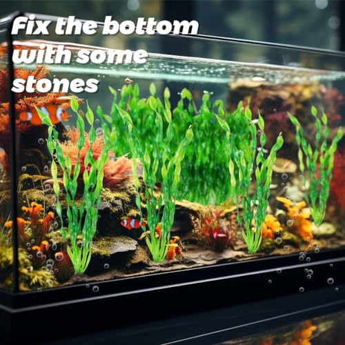 12 PCS Aquarium Artificial Seaweed Decorations 12 Inch Tall Plastic Plants Decor Large Fish Tank Accessories