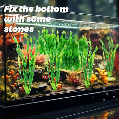 12 PCS Aquarium Artificial Seaweed Decorations 12 Inch Tall Plastic Plants Decor Large Fish Tank Accessories