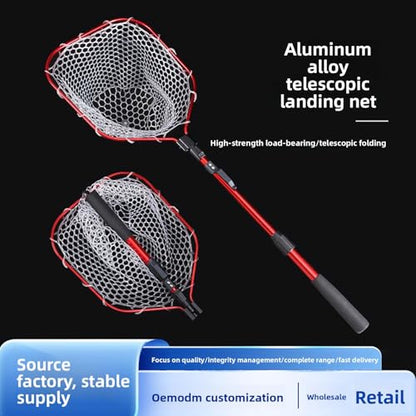 Foldable Telescopic Fish nets Fishing net Rubber Coated Shrimp net Suitable for Freshwater Salt Water with Soft EVA Foam Handle - size: 47", style: Silicone Mesh