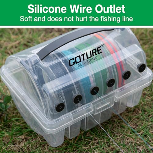 Goture Fishing Line Storage Box 1/2Pcs, 6(2 Large + 4 Standard) Slots Fishing Line Case, PP Clear Visibility Fishing Line Organizer, Silicone Holes Line Spool Box